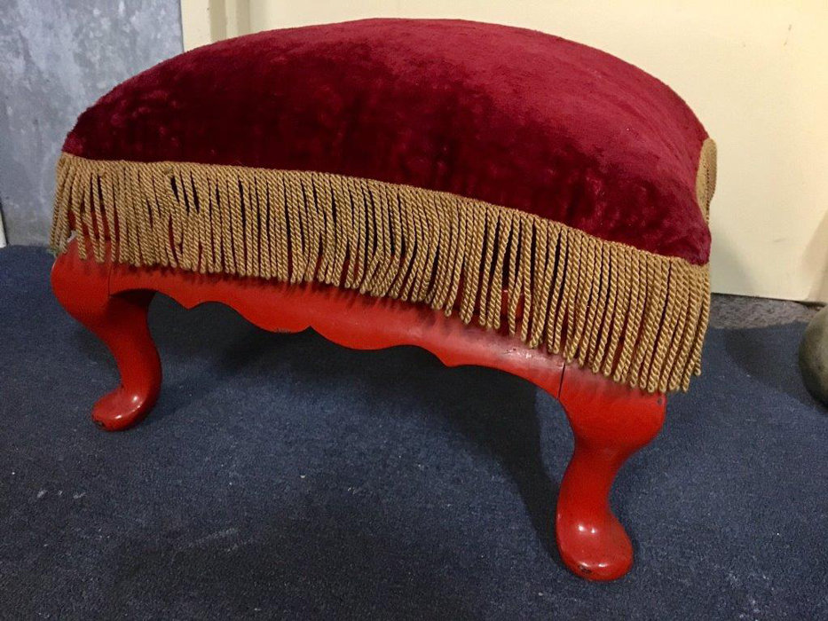 Lush Red Footstool - Prop For Hire
