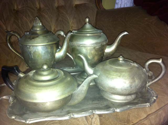 Vintage Peuter Teapots - Prop For Hire